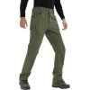 imageTACVASEN Mens Winter Pants 9 Pockets Fleece Snow Hiking Pants WaterResistant Warm Softshell Thick Tactical PantsGreen