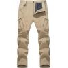 imageTACVASEN Mens Winter Pants 9 Pockets Fleece Snow Hiking Pants WaterResistant Warm Softshell Thick Tactical PantsKhaki