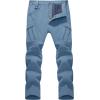 imageTACVASEN Mens Winter Pants 9 Pockets Fleece Snow Hiking Pants WaterResistant Warm Softshell Thick Tactical PantsLight Blue