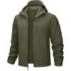 imageTACVASEN Mens Tactical Jacket with Hood Water Resistant Special Ops Military Softshell CoatGreen