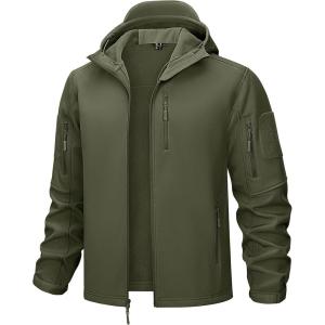 imageTACVASEN Mens Tactical Jacket with Hood Water Resistant Special Ops Military Softshell CoatGreen