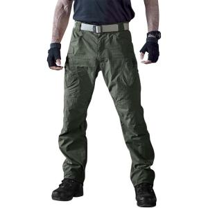 imageTACVASEN Mens Tactical Pants Lightweight 9 Pockets Cargo Hiking Pants Water Resistant Work Pants for Men ConstructionArmy Green