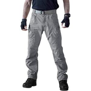 imageTACVASEN Mens Tactical Pants Lightweight 9 Pockets Cargo Hiking Pants Water Resistant Work Pants for Men ConstructionLight Grey