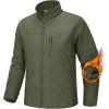 imageTACVASEN Mens Tactical Jackets Softshell Fleece Lined Lightweight Coats with Pockets Water Resistant Outdoor HikingAgreen