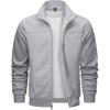 imageTACVASEN Mens Track Jacket Lightweight Full Zip Up Stand Collar Jacket Running Athletic Active Jacket Softshell OuterwearLight Grey