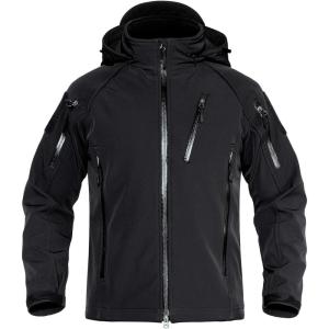 imageTACVASEN Mens Special Ops Military Jacket Water Resistant Windproof Tactical Winter Zip Up Rain Coat Hunting OutdoorsBlack