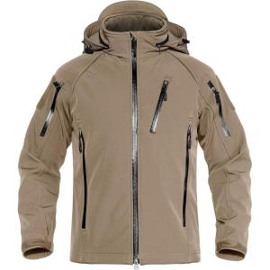 imageTACVASEN Mens Special Ops Military Jacket Water Resistant Windproof Tactical Winter Zip Up Rain Coat Hunting OutdoorsKhaki