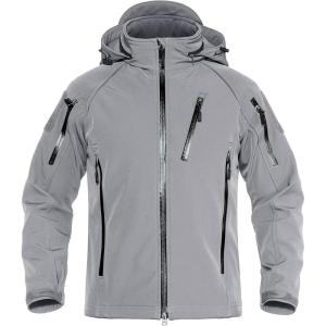 imageTACVASEN Mens Special Ops Military Jacket Water Resistant Windproof Tactical Winter Zip Up Rain Coat Hunting OutdoorsLight Grey
