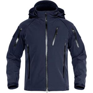 imageTACVASEN Mens Special Ops Military Jacket Water Resistant Windproof Tactical Winter Zip Up Rain Coat Hunting OutdoorsNavy