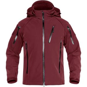 imageTACVASEN Mens Special Ops Military Jacket Water Resistant Windproof Tactical Winter Zip Up Rain Coat Hunting OutdoorsWine Red