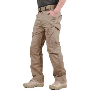 imageTACVASEN Mens Tactical Cargo Pants Cotton 9 Pockets Work Pants Stretch Hiking Pants Lightweight Outdoor Workout PantKhaki