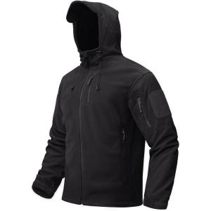 imageTACVASEN Mens Tactical Fleece Jacket Heavyweight Military Hoodie with 6 Pockets Winter Warm Coats Windproof OutdoorBlack