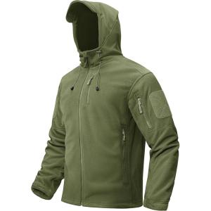 imageTACVASEN Mens Tactical Fleece Jacket Heavyweight Military Hoodie with 6 Pockets Winter Warm Coats Windproof OutdoorGreen