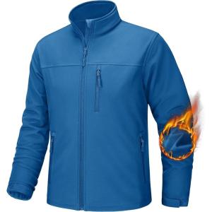 imageTACVASEN Mens Tactical Jackets Softshell Fleece Lined Lightweight Coats with Pockets Water Resistant Outdoor HikingGreen Blue