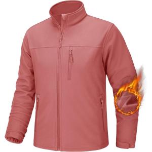 imageTACVASEN Mens Tactical Jackets Softshell Fleece Lined Lightweight Coats with Pockets Water Resistant Outdoor HikingGrey Pink