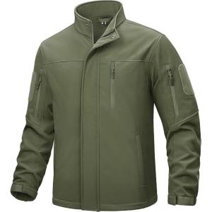 imageTACVASEN Mens Tactical Softshell Jacket Fleece Lined Water Resistant Windbreaker Military Lightweight Coat for HikingGreen