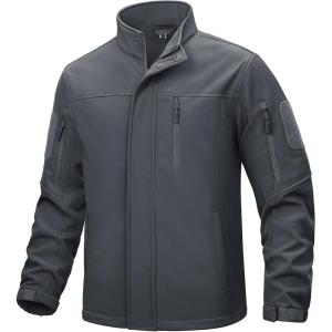 imageTACVASEN Mens Tactical Softshell Jacket Fleece Lined Water Resistant Windbreaker Military Lightweight Coat for HikingGrey