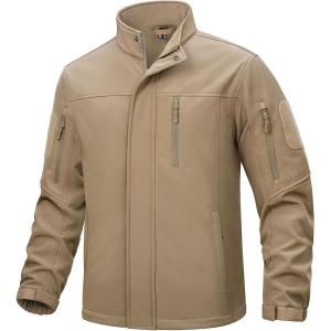 imageTACVASEN Mens Tactical Softshell Jacket Fleece Lined Water Resistant Windbreaker Military Lightweight Coat for HikingKhaki