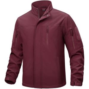 imageTACVASEN Mens Tactical Softshell Jacket Fleece Lined Water Resistant Windbreaker Military Lightweight Coat for HikingRed