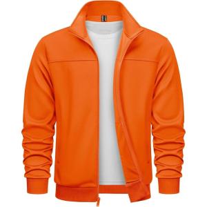 imageTACVASEN Mens Track Jacket Lightweight Full Zip Up Stand Collar Jacket Running Athletic Active Jacket Softshell OuterwearOrange