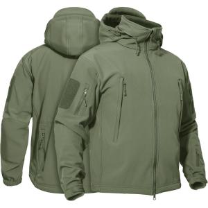 imageTACVASEN Mens Waterproof Tactical Jacket Fleece Lined Hooded Softshell Jacket Winter Hiking Military WindbreakerArmy Green