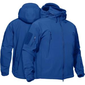 imageTACVASEN Mens Waterproof Tactical Jacket Fleece Lined Hooded Softshell Jacket Winter Hiking Military WindbreakerBlue