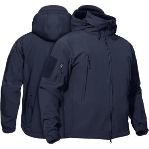 imageTACVASEN Mens Waterproof Tactical Jacket Fleece Lined Hooded Softshell Jacket Winter Hiking Military WindbreakerNavy