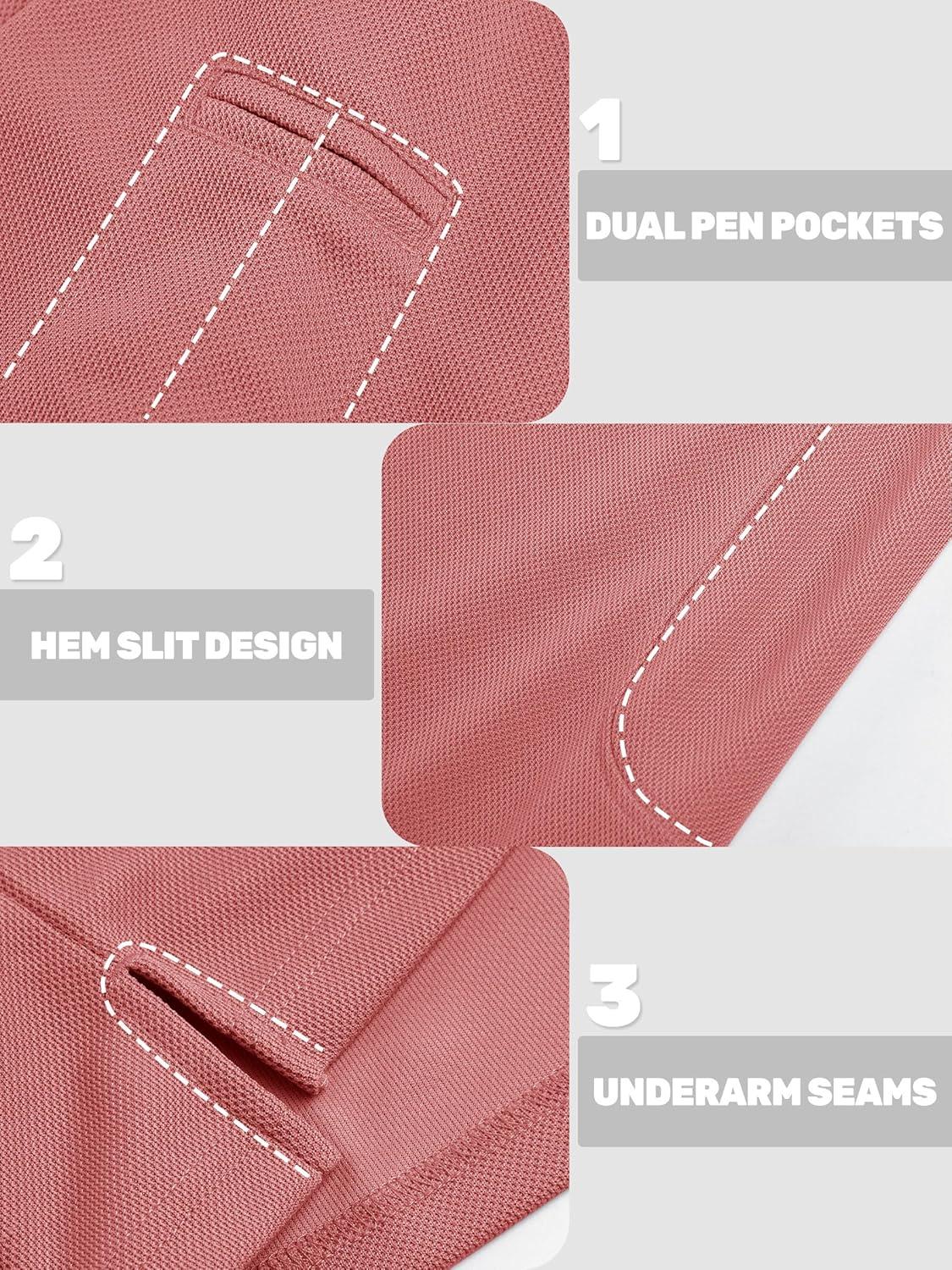 imageTACVASEN Mens Polo Shirts Long Sleeve Quick Dry Shirt Performance Tactical Shirts Golf Shirt Casual Outdoor Work ShirtAgrey Pink