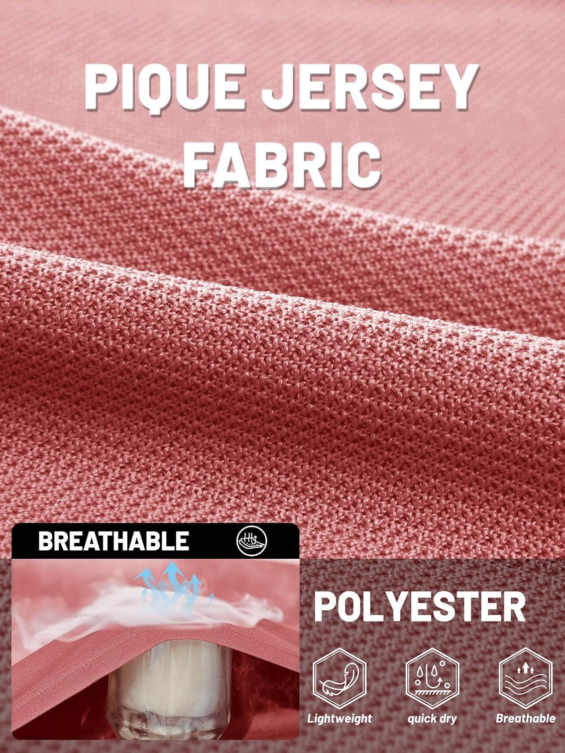 imageTACVASEN Mens Polo Shirts Long Sleeve Quick Dry Shirt Performance Tactical Shirts Golf Shirt Casual Outdoor Work ShirtAgrey Pink