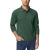 imageTACVASEN Mens Polo Shirts Long Sleeve Quick Dry Shirt Performance Tactical Shirts Golf Shirt Casual Outdoor Work ShirtAdark Green