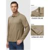 imageTACVASEN Mens Polo Shirts Long Sleeve Quick Dry Shirt Performance Tactical Shirts Golf Shirt Casual Outdoor Work ShirtAkhaki