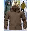 imageTACVASEN Mens Special Ops Military Tactical Rain Jackets Winter Warm Fleece Softshell Hooded Raincoat SnowboardCoffee