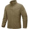 imageTACVASEN Mens Fleece Jacket Full Zip Winter Jacket Lightweight Tactical Jackets Outdoor Hiking Coats with PocketsKhaki