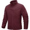 imageTACVASEN Mens Fleece Jacket Full Zip Winter Jacket Lightweight Tactical Jackets Outdoor Hiking Coats with PocketsWine Red