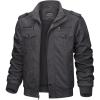 imageTACVASEN Mens Military Lightweight Jacket Army Cargo Windbreaker Zip Front Stand Collar Cotton Jackets with Multi Pockets9931 Grey