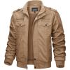 imageTACVASEN Mens Military Lightweight Jacket Army Cargo Windbreaker Zip Front Stand Collar Cotton Jackets with Multi Pockets9931 Khaki