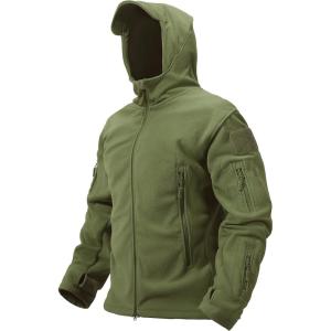 imageTACVASEN Mens Fleece Jacket Full Zip Tactical Hoodies Winter Coats Windproof Hoodies Warm HuntingArmy Green