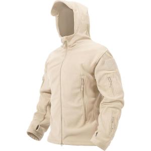 imageTACVASEN Mens Fleece Jacket Full Zip Tactical Hoodies Winter Coats Windproof Hoodies Warm HuntingBeige