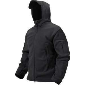 imageTACVASEN Mens Fleece Jacket Full Zip Tactical Hoodies Winter Coats Windproof Hoodies Warm HuntingBlack