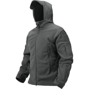imageTACVASEN Mens Fleece Jacket Full Zip Tactical Hoodies Winter Coats Windproof Hoodies Warm HuntingGray