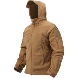 imageTACVASEN Mens Fleece Jacket Full Zip Tactical Hoodies Winter Coats Windproof Hoodies Warm HuntingSand
