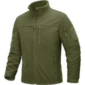 imageTACVASEN Mens Fleece Jacket Full Zip Winter Jacket Lightweight Tactical Jackets Outdoor Hiking Coats with PocketsArmy Green