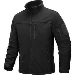 imageTACVASEN Mens Fleece Jacket Full Zip Winter Jacket Lightweight Tactical Jackets Outdoor Hiking Coats with PocketsBlack