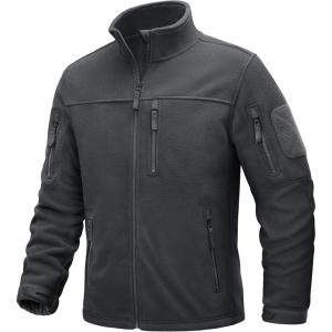 imageTACVASEN Mens Fleece Jacket Full Zip Winter Jacket Lightweight Tactical Jackets Outdoor Hiking Coats with PocketsGrey