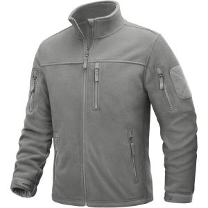 imageTACVASEN Mens Fleece Jacket Full Zip Winter Jacket Lightweight Tactical Jackets Outdoor Hiking Coats with PocketsLight Gray