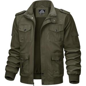 imageTACVASEN Mens Jackets Military Jackets Cargo Jackets Working Jackets with Multi PocketsArmy Green