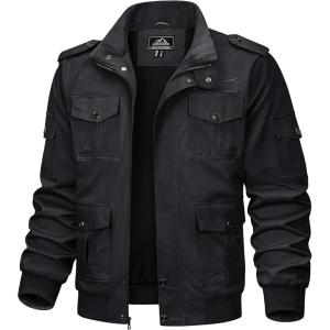 imageTACVASEN Mens Jackets Military Jackets Cargo Jackets Working Jackets with Multi PocketsBlack