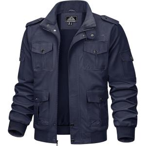 imageTACVASEN Mens Jackets Military Jackets Cargo Jackets Working Jackets with Multi PocketsNavy
