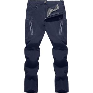 imageTACVASEN Mens Lightweight Hiking Tactical Pants Waterproof Quick Dry Cargo Work Rain Outdoor Pants 8 PocketsNavy