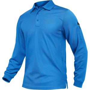 imageTACVASEN Mens Polo Shirts Long Sleeve Quick Dry Shirt Performance Tactical Shirts Golf Shirt Casual Outdoor Work ShirtAazure